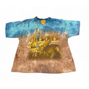Vintage Disney Dinosaur Promo Shirt XS 4/5 Kids Tie Dye Movie Graphic Blue Brown